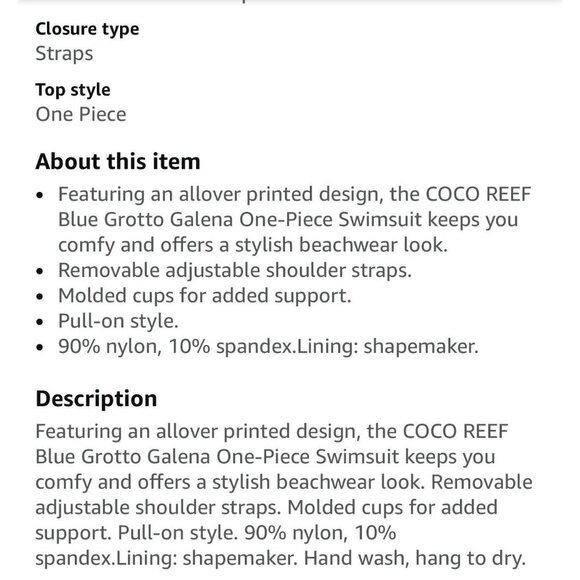 Contours by CoCo Reef NWT One Piece ShapeMaker Bra Sized Bathingsuit Size 10/34C - Picture 2 of 9